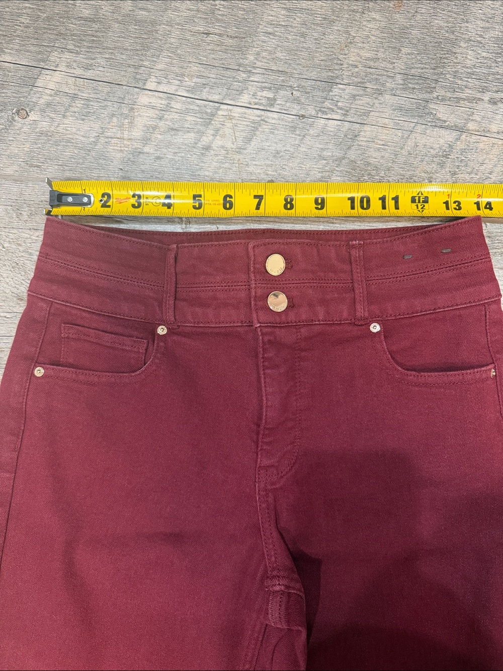 WHBM Extra High Rise Trouser Pants Burgundy Wine Size 4 - Picture 6 of 8